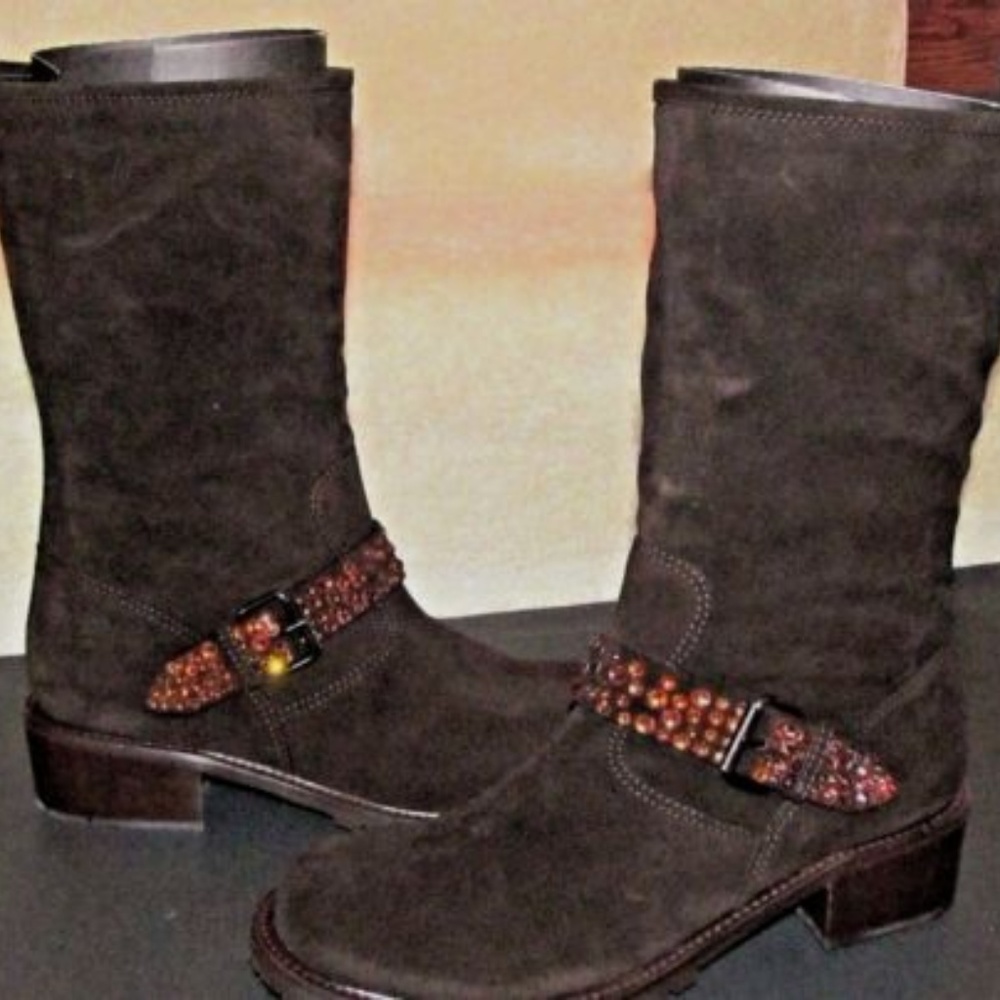 GIUSEPPE ZANOTTI DESIGN SUEDE MOTO BOOTS NIB SZ 10